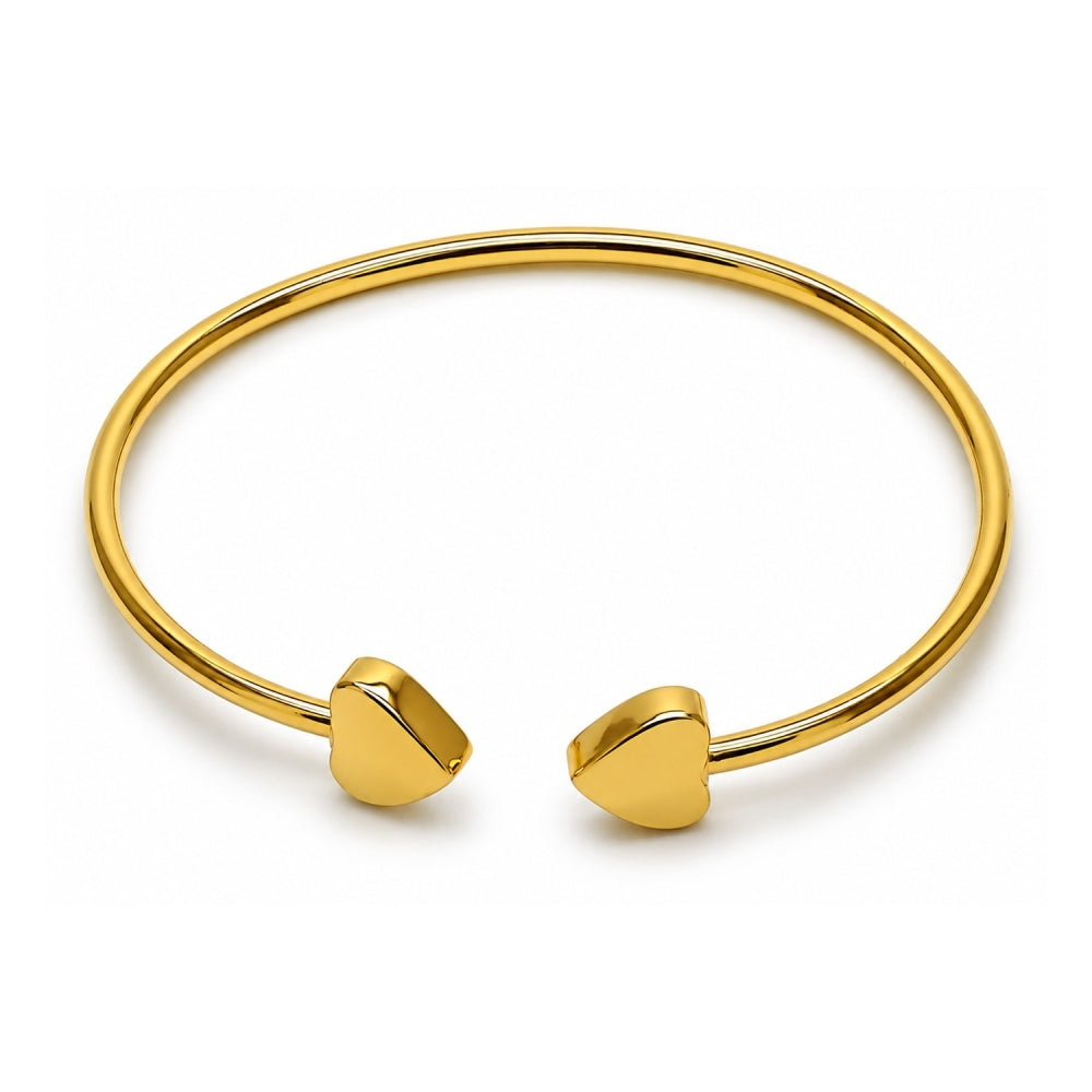 Oro Laminado Individual Bangle, Gold Filled Style Heart Design, Polished, Golden Finish
