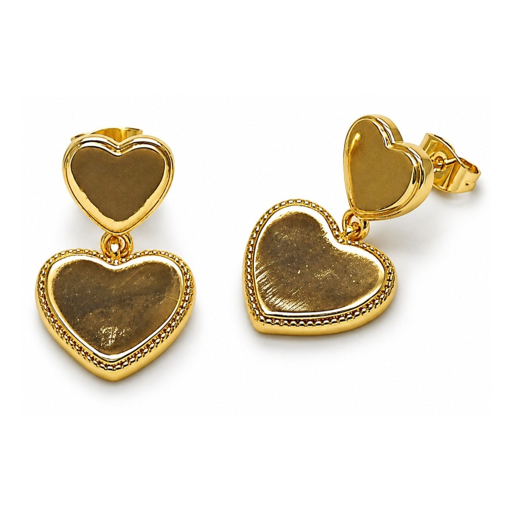 Oro Laminado Dangle Earring, Gold Filled Style Heart Design, Polished, Golden Finish