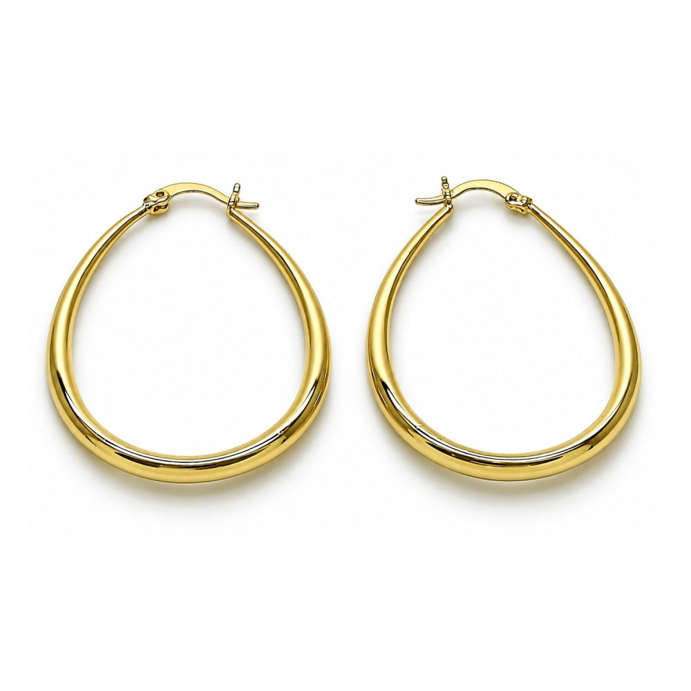 Oro Laminado Medium Hoop, Gold Filled Style Teardrop and Hollow Design, Polished, Golden Finish