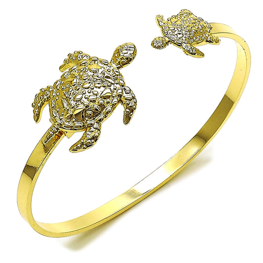 Oro Laminado Individual Bangle, Gold Filled Style Turtle Design, Polished, Golden Finish