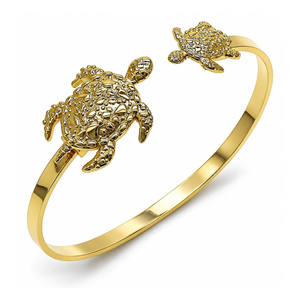 Oro Laminado Individual Bangle, Gold Filled Style Turtle Design, Polished, Golden Finish