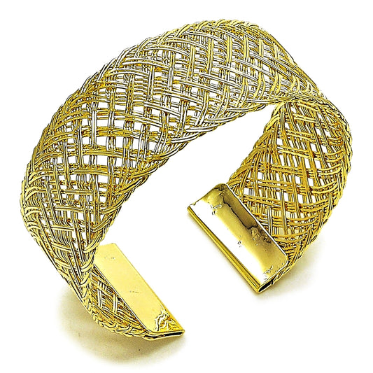 Oro Laminado Individual Bangle, Gold Filled Style Filigree Design, Polished, Golden Finish