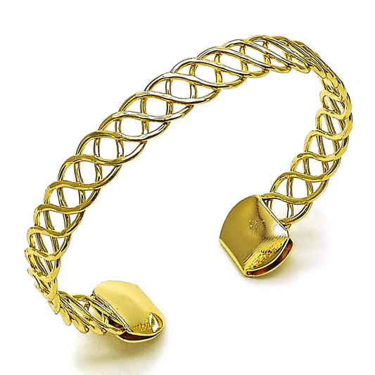 Oro Laminado Individual Bangle, Gold Filled Style Twist Design, Polished, Golden Finish
