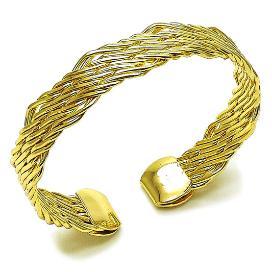 Oro Laminado Individual Bangle, Gold Filled Style Twist Design, Polished, Golden Finish