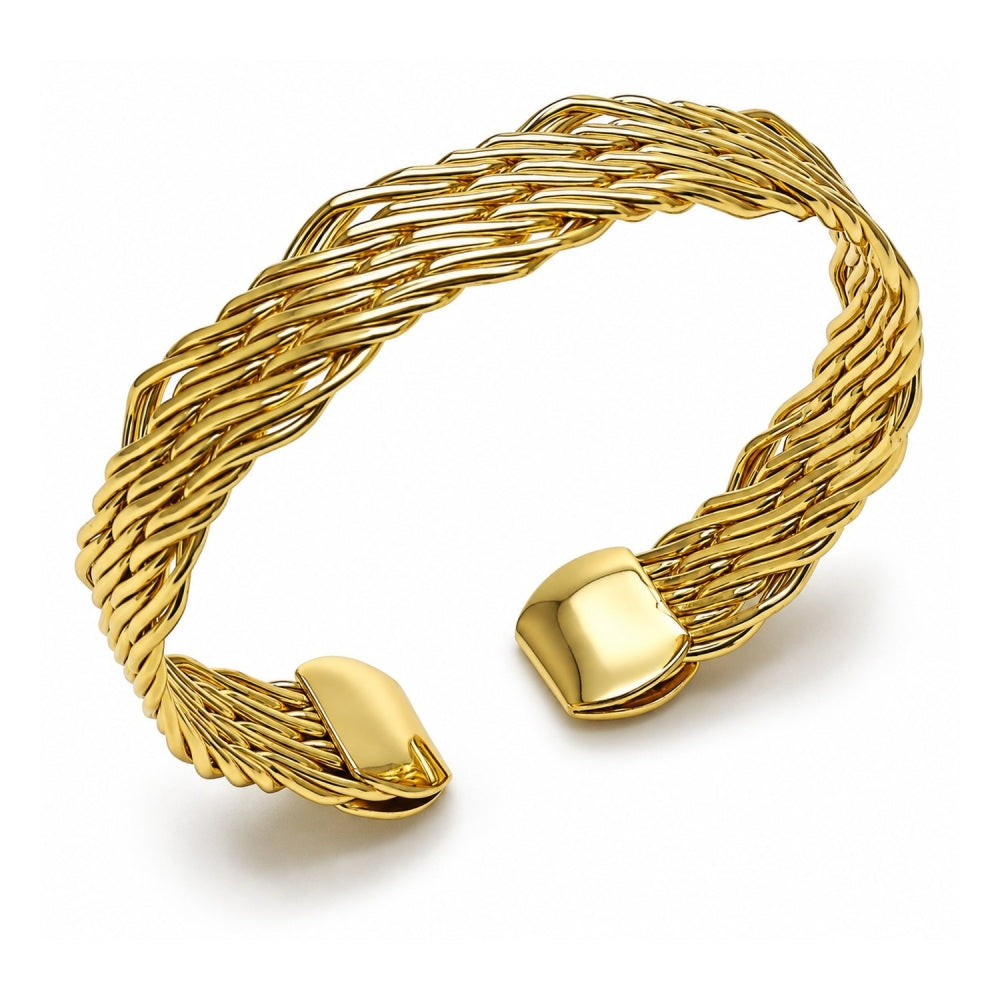 Oro Laminado Individual Bangle, Gold Filled Style Twist Design, Polished, Golden Finish