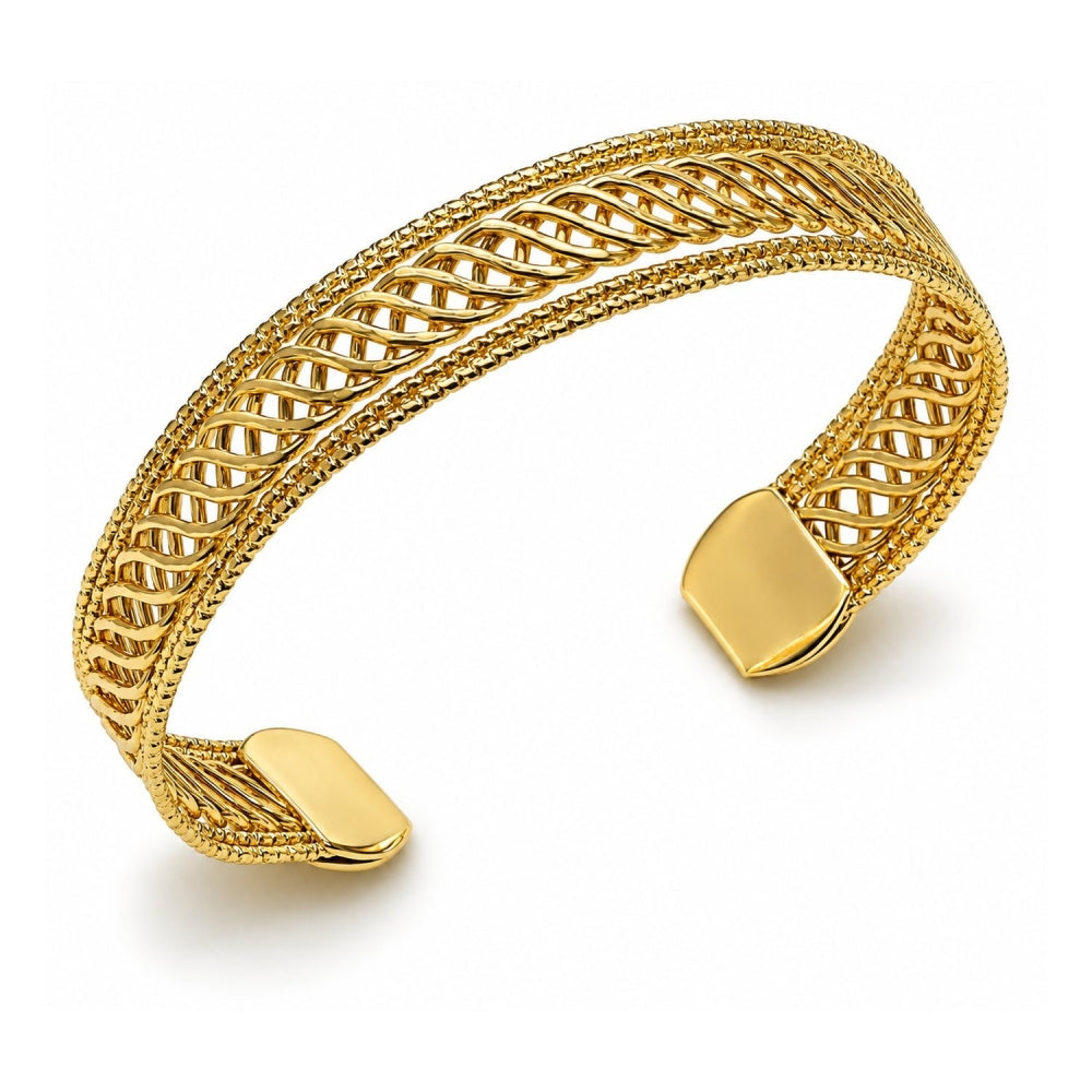 Oro Laminado Individual Bangle, Gold Filled Style Twist Design, Polished, Golden Finish