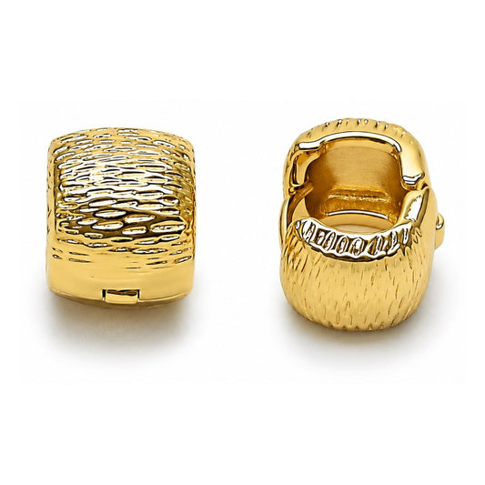Oro Laminado Huggie Hoop, Gold Filled Style Diamond Cutting Finish, Golden Finish