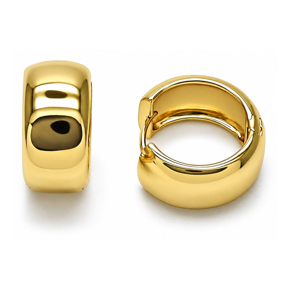 Oro Laminado Huggie Hoop, Gold Filled Style Polished, Golden Finish