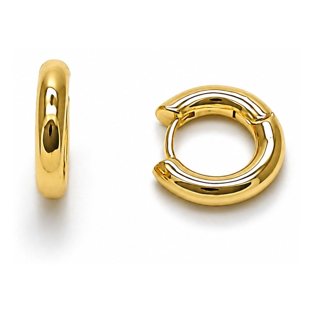 Oro Laminado Huggie Hoop, Gold Filled Style Polished, Golden Finish