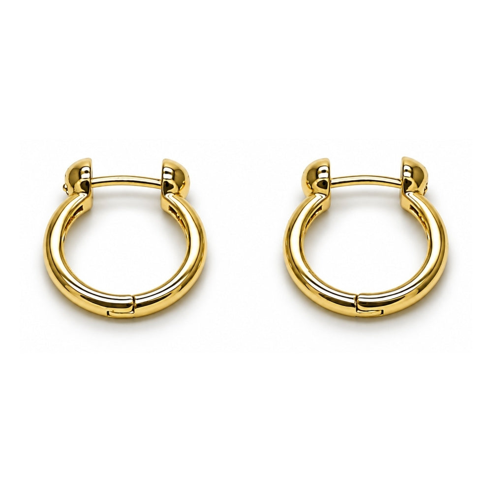 Oro Laminado Huggie Hoop, Gold Filled Style Horseshoe Design, Polished, Golden Finish