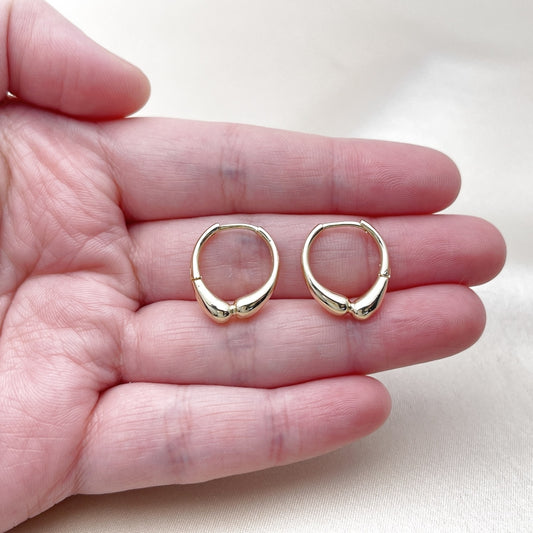 Oro Laminado Huggie Hoop, Gold Filled Style Teardrop Design, Polished, Golden Finish
