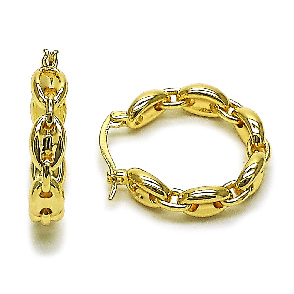 Oro Laminado Medium Hoop, Gold Filled Style Puff Mariner Design, Polished, Golden Finish
