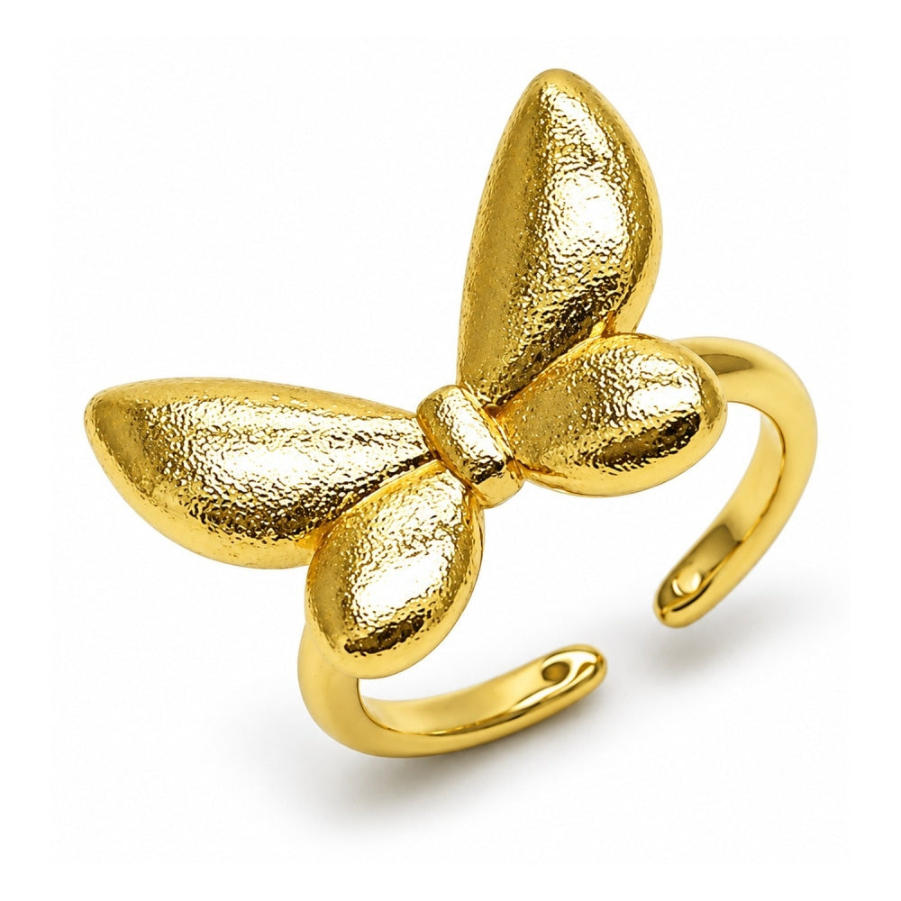 Oro Laminado Elegant Ring, Gold Filled Style Butterfly Design, Brushed Finish, Golden Finish