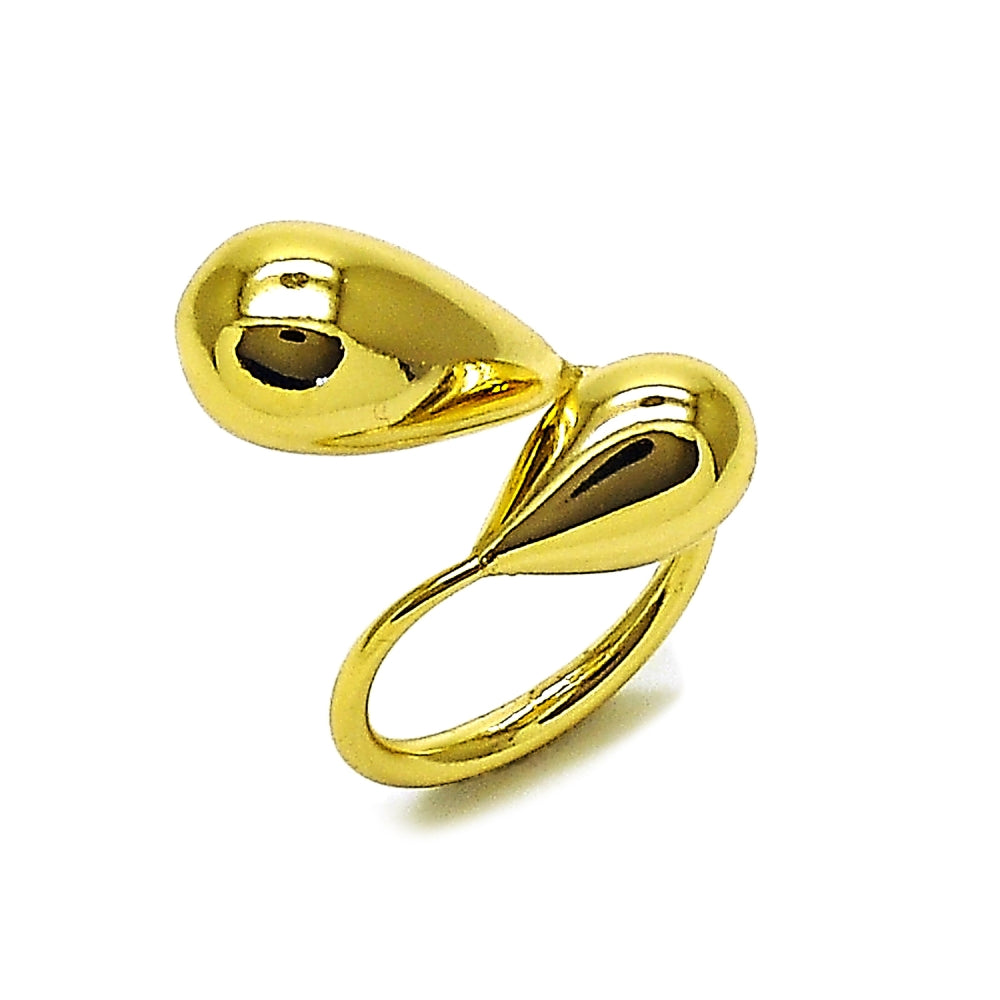 Oro Laminado Elegant Ring, Gold Filled Style Teardrop and Hollow Design, Polished, Golden Finish