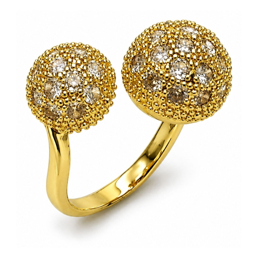 Oro Laminado Multi Stone Ring, Gold Filled Style Ball Design, with White Cubic Zirconia, Polished, Golden Finish