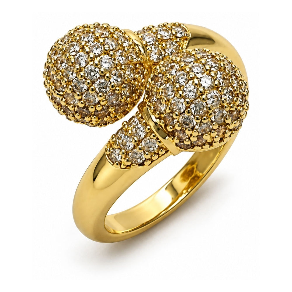 Oro Laminado Multi Stone Ring, Gold Filled Style Ball Design, with White Cubic Zirconia, Polished, Golden Finish