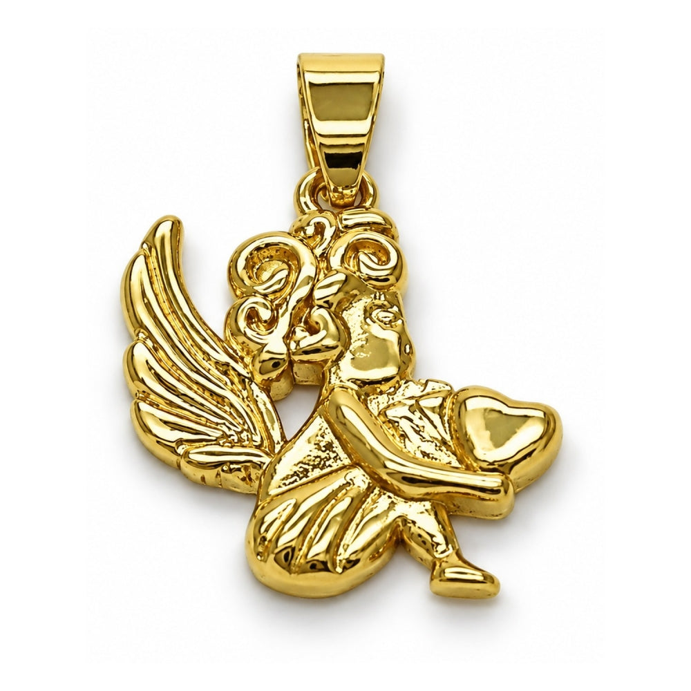 Oro Laminado Religious Pendant, Gold Filled Style Angel Design, Polished, Golden Finish