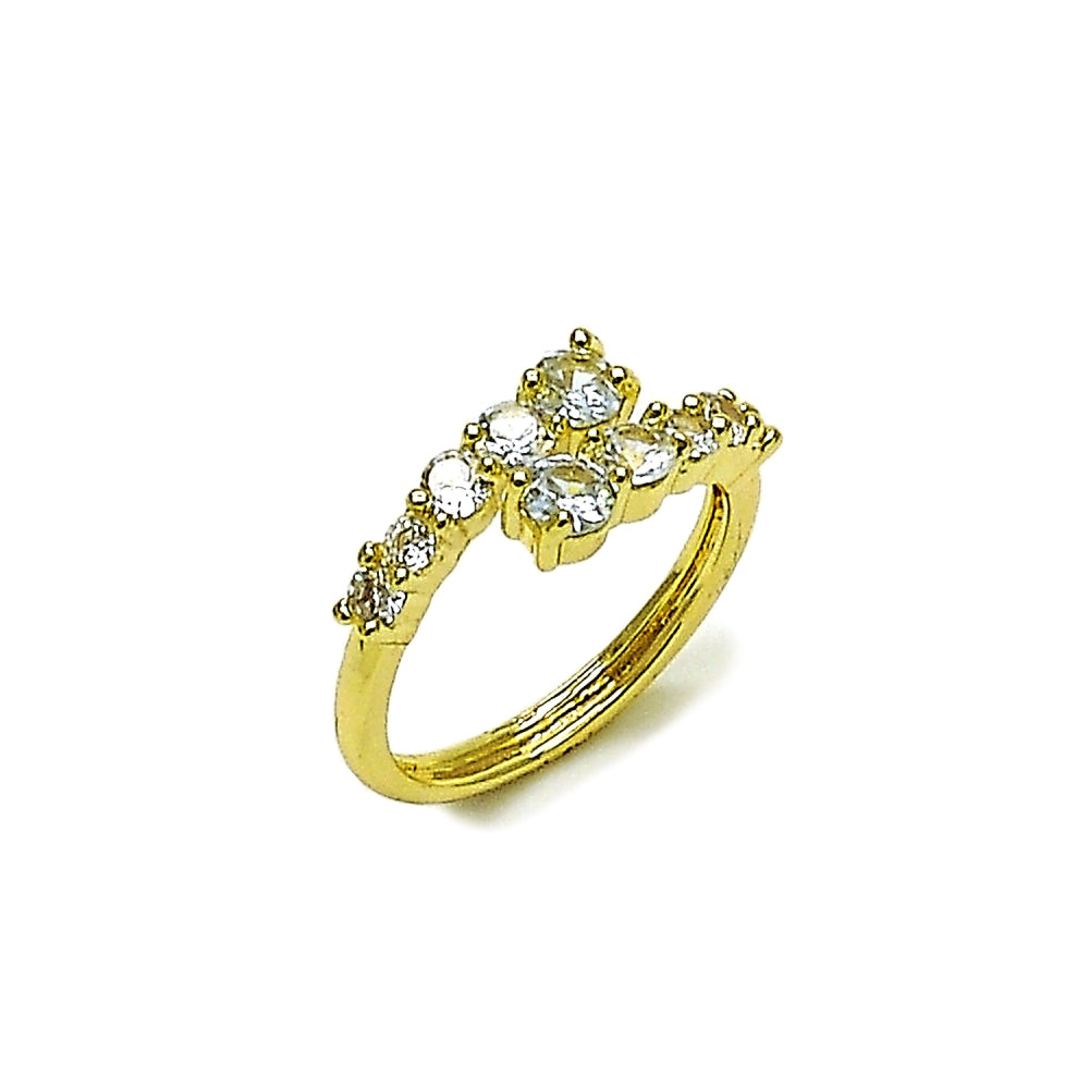 Oro Laminado Multi Stone Ring, Gold Filled Style with White Cubic Zirconia, Polished, Golden Finish