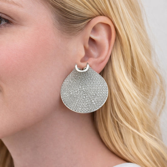 Rhodium Gold Filled Stud Earring, with White Cubic Zirconia, Polished, Rhodium Finish