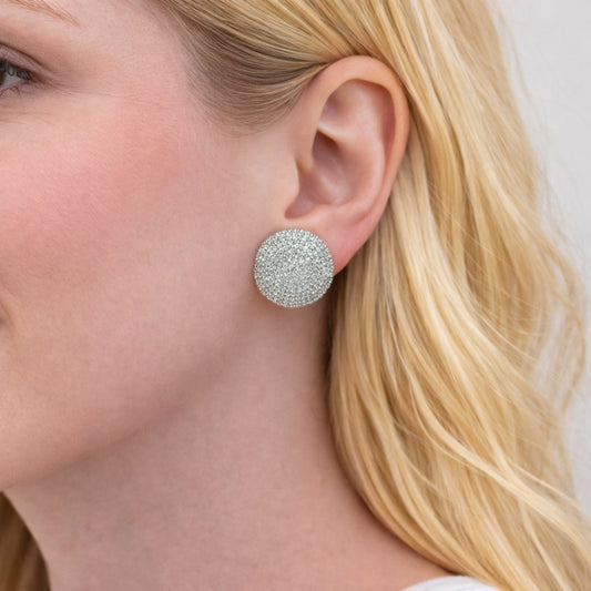 Rhodium Gold Filled Stud Earring, with White Cubic Zirconia, Polished, Rhodium Finish