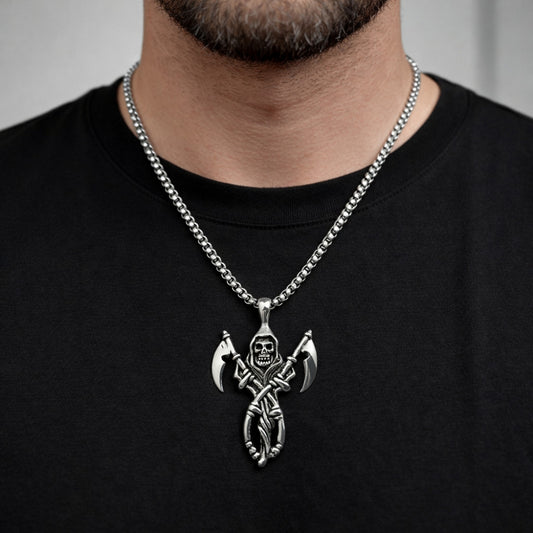Stainless Steel Pendant Necklace, Polished, Steel Finish
