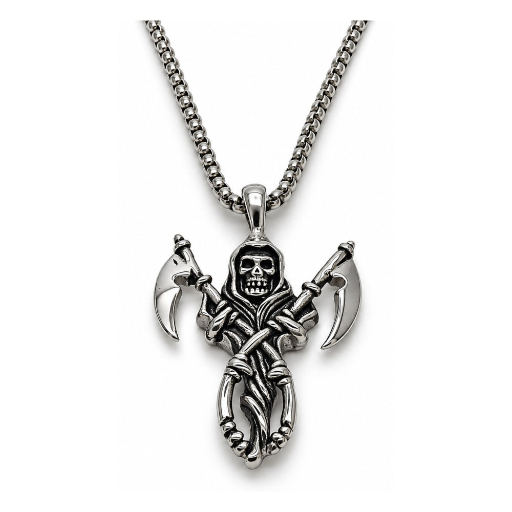 Stainless Steel Pendant Necklace, Polished, Steel Finish