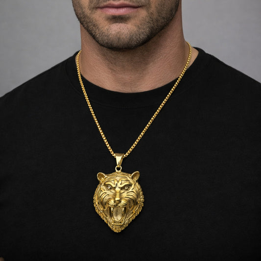 Stainless Steel Pendant Necklace, Polished, Golden Finish