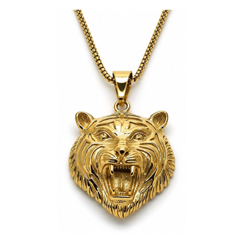 Stainless Steel Pendant Necklace, Polished, Golden Finish