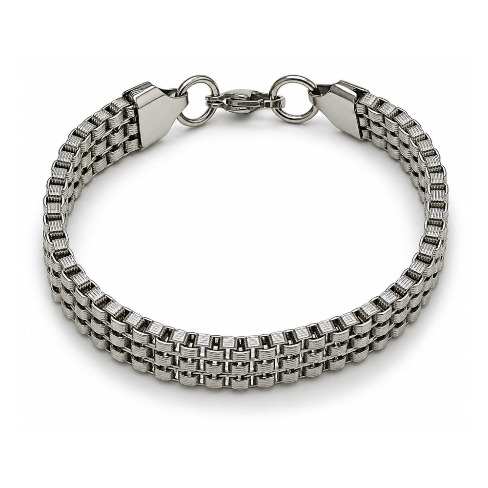Stainless Steel Fancy Bracelet, Diamond Cutting Finish, Steel Finish