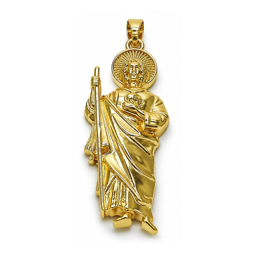 Oro Laminado Religious Pendant, Gold Filled Style San Judas Design, Polished, Golden Finish