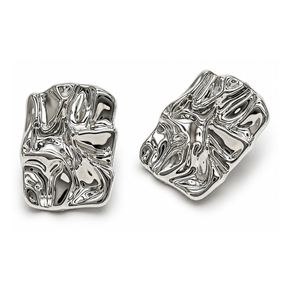 White Gold Filled Stud Earring, Polished, Rhodium Finish