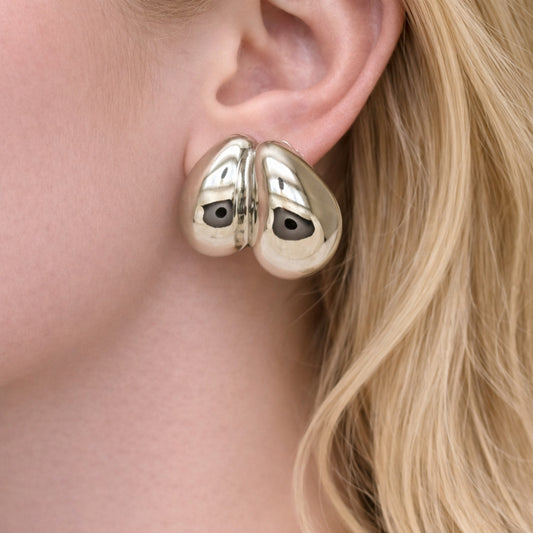 Rhodium Gold Filled Stud Earring, Heart Design, Polished, Rhodium Finish