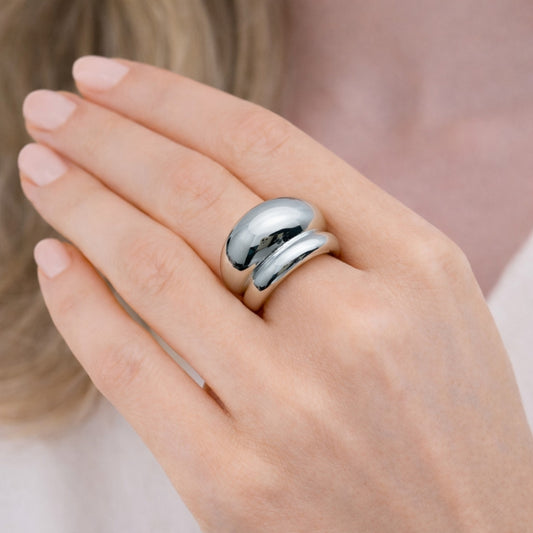 White Gold Filled Elegant Ring, Polished, Rhodium Finish