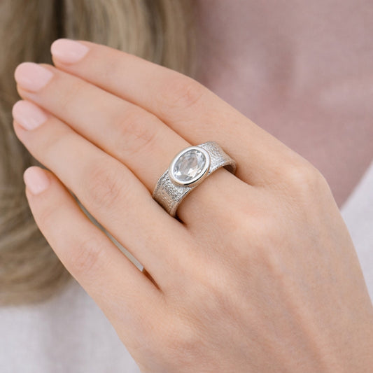 Rhodium Gold Filled Multi Stone Ring, with White Cubic Zirconia, Matte Finish, Rhodium Finish
