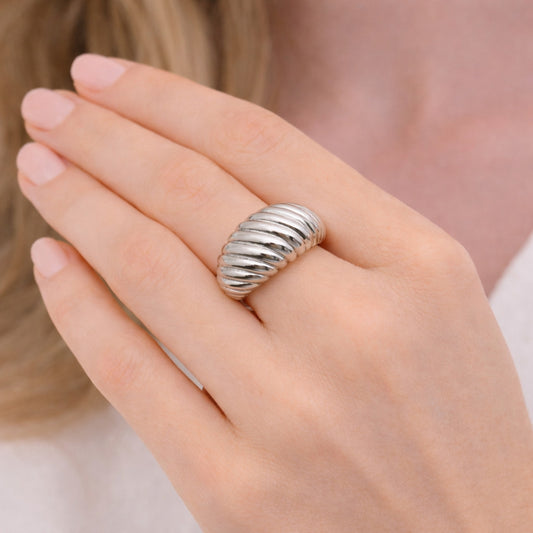 Rhodium Gold Filled Elegant Ring, Twist Design, Polished, Rhodium Finish
