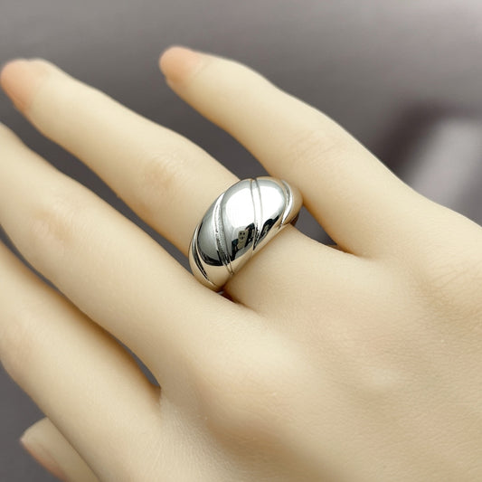 Rhodium Gold Filled Elegant Ring, Twist Design, Polished, Rhodium Finish
