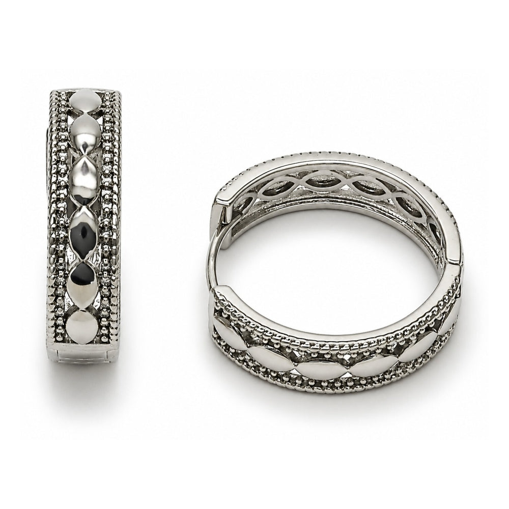White Gold Filled Huggie Hoop, Polished, Rhodium Finish