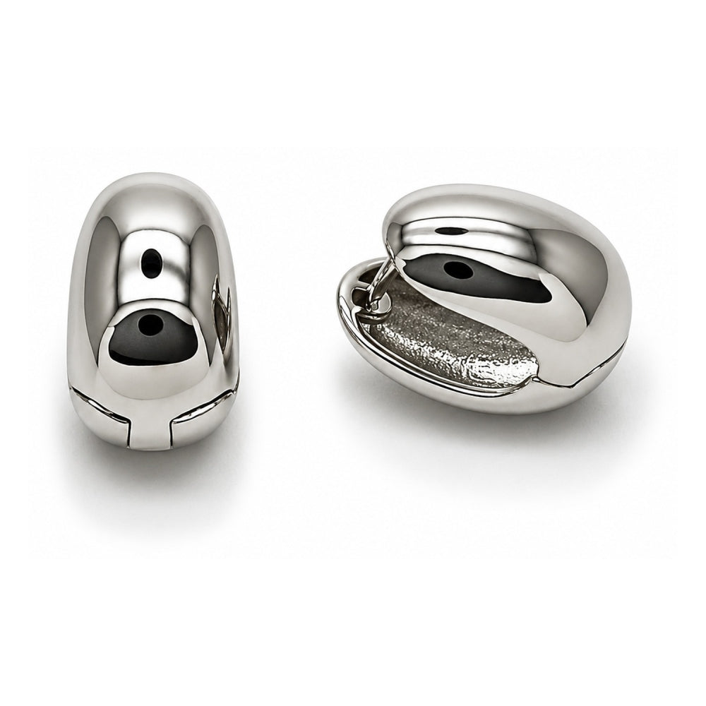 White Gold Filled Huggie Hoop, Polished, Rhodium Finish