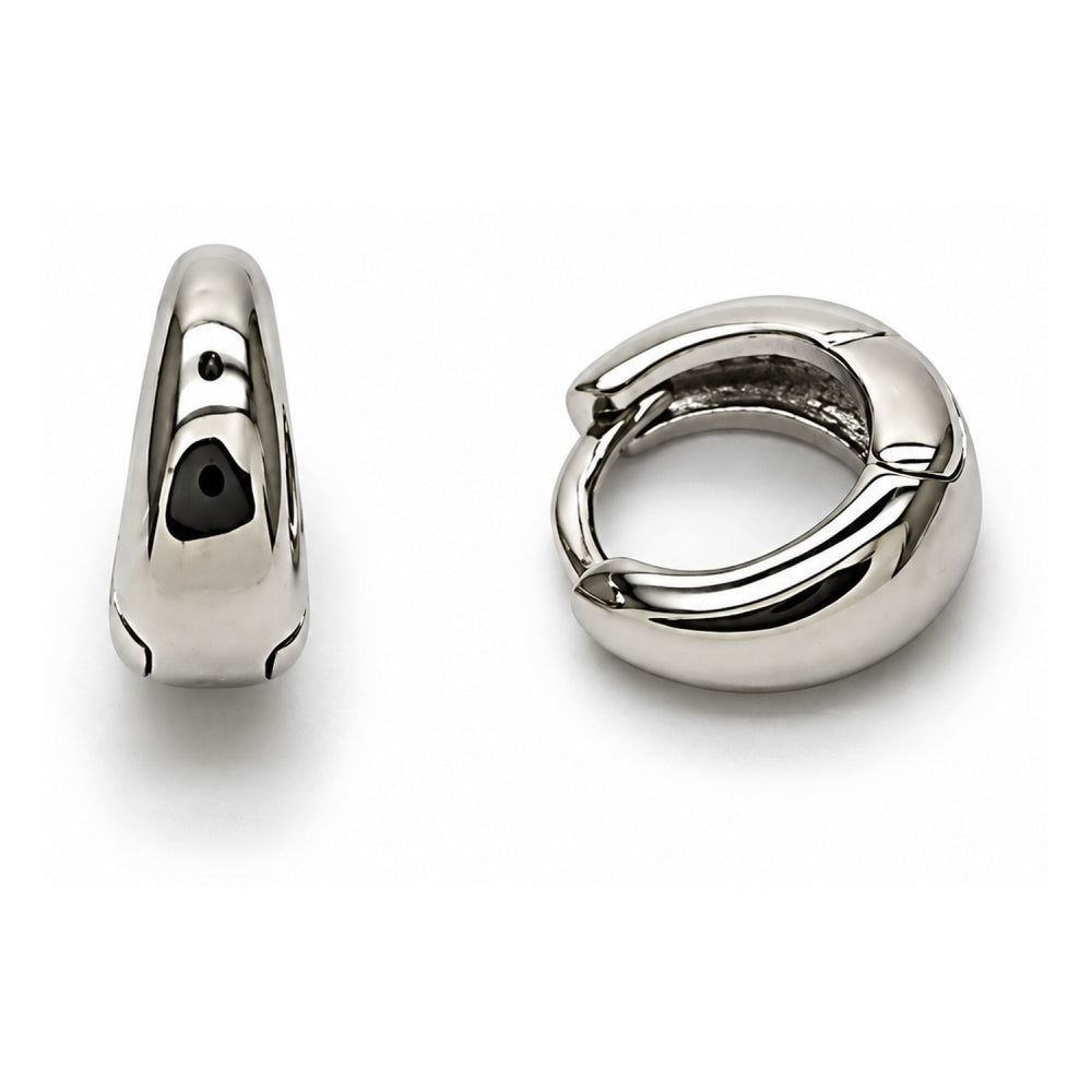White Gold Filled Huggie Hoop, Polished, Rhodium Finish