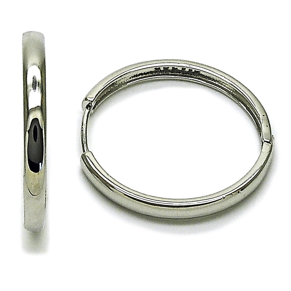 Rhodium Gold Filled Huggie Hoop, Polished, Rhodium Finish