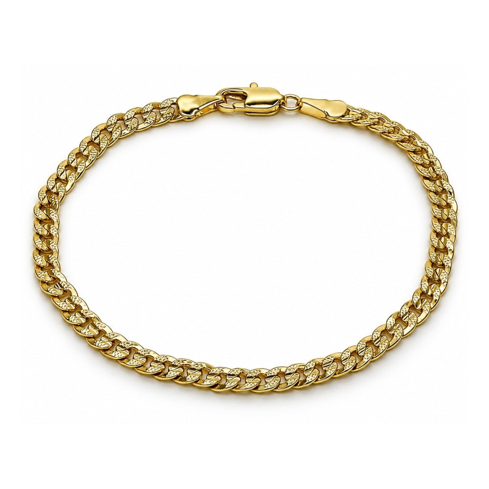 Oro Laminado Basic Bracelet, Gold Filled Style Concave Cuban Design, Polished, Golden Finish