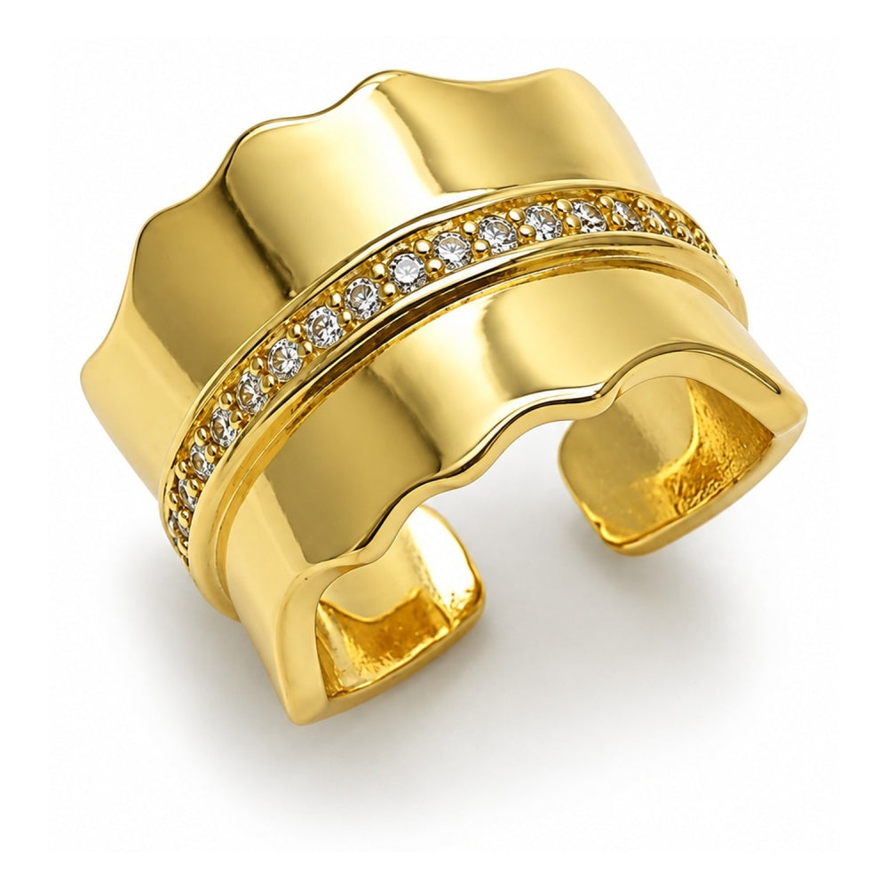 Oro Laminado Multi Stone Ring, Gold Filled Style with White Platina Cubic Zirconia, Polished, Golden Finish