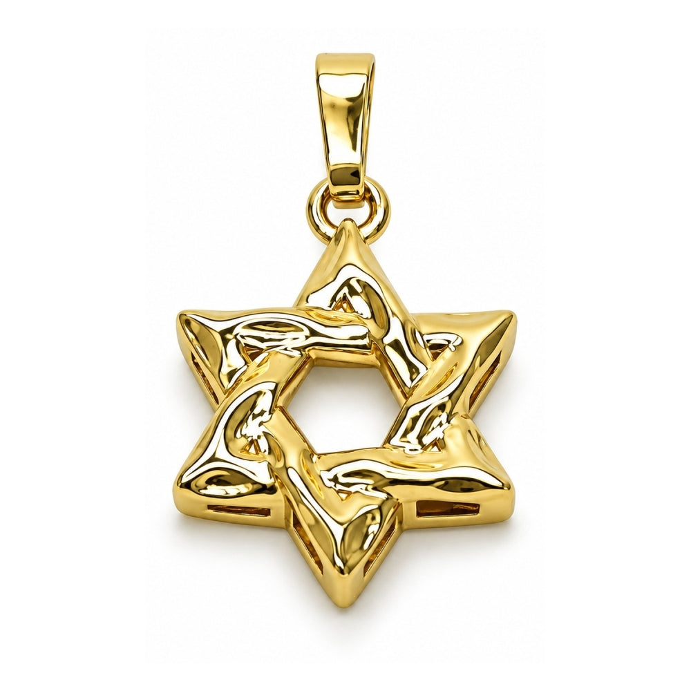Oro Laminado Religious Pendant, Gold Filled Style Star of David and Judaica Design, Polished, Golden Finish