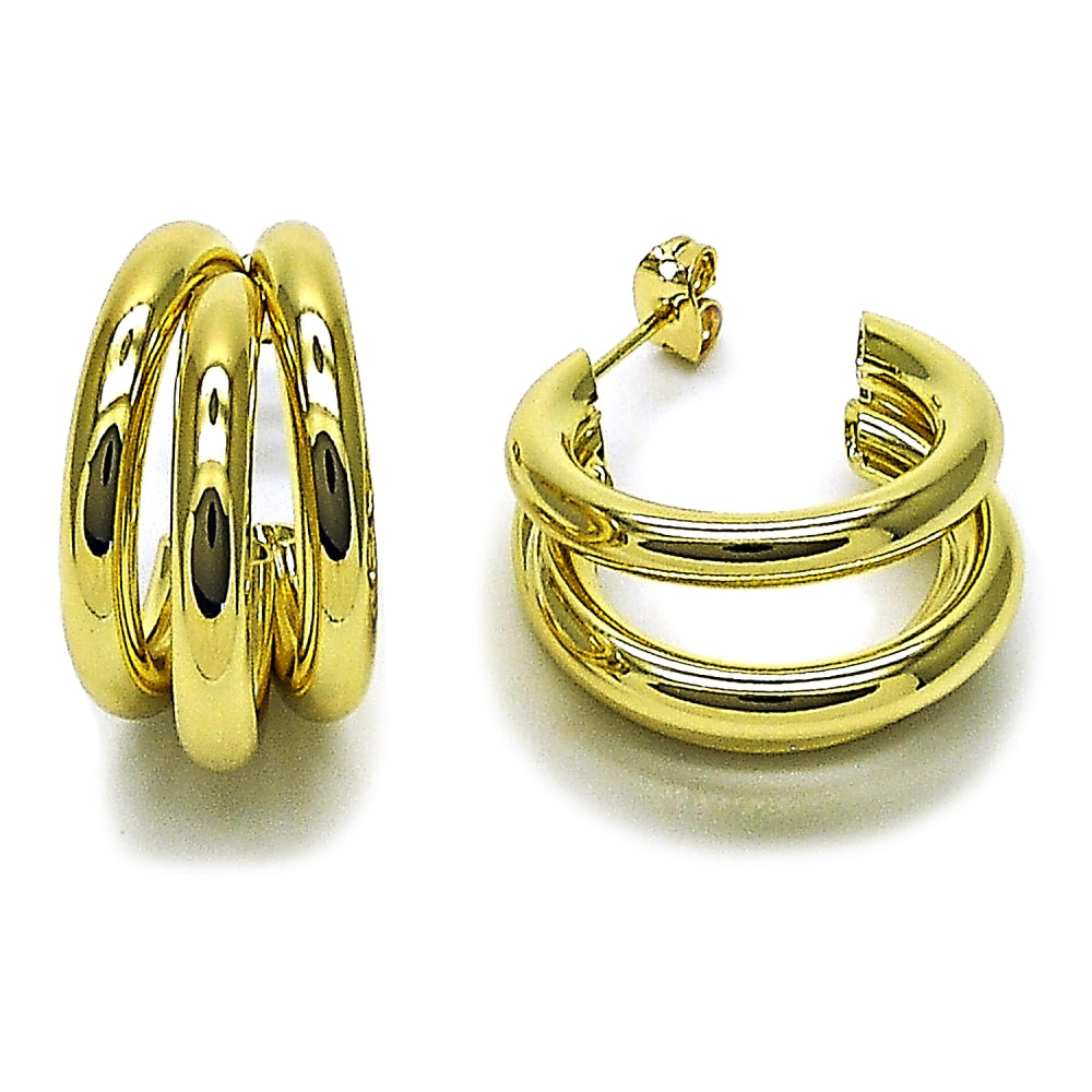 Oro Laminado Small Hoop, Gold Filled Style Hollow Design, Polished, Golden Finish