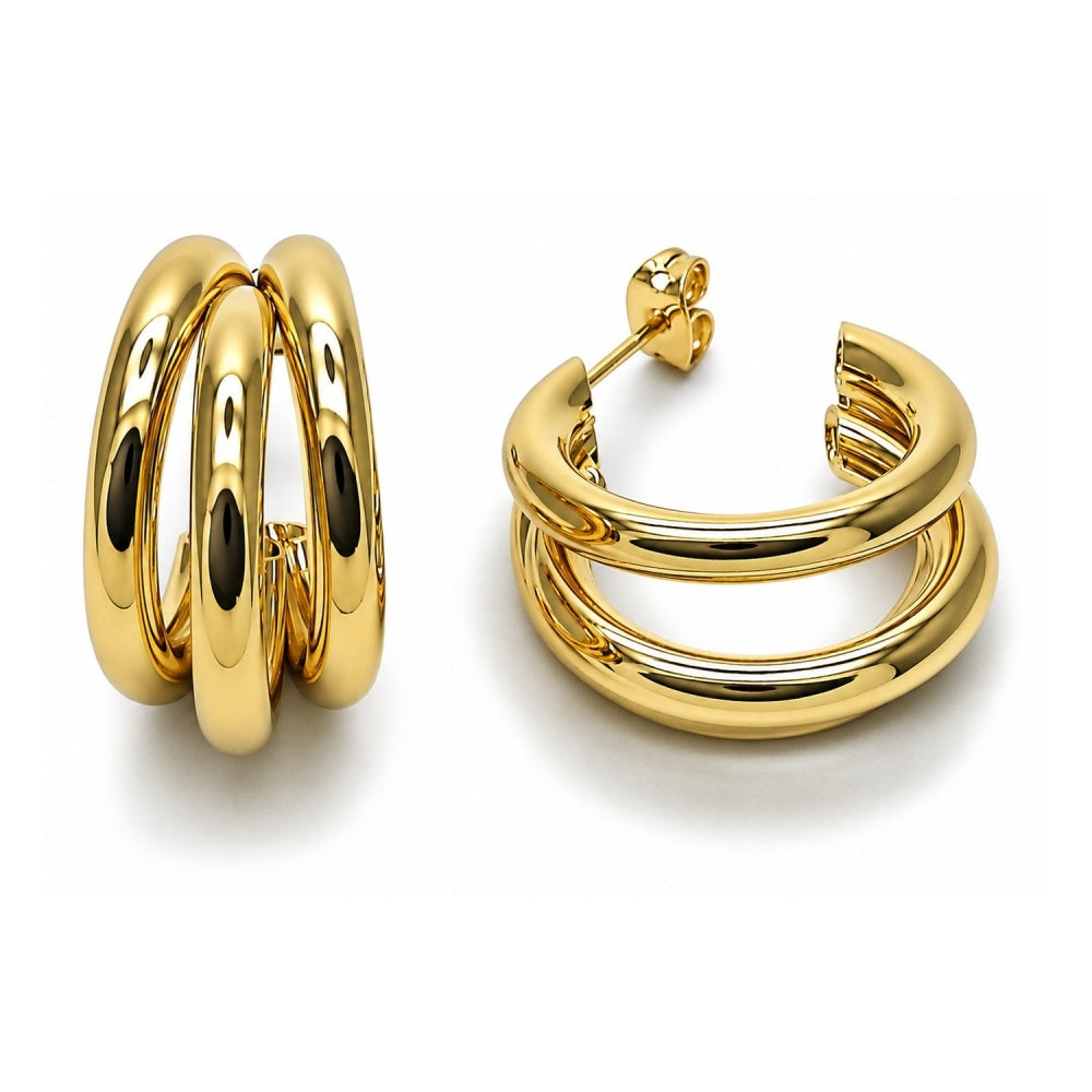 Oro Laminado Small Hoop, Gold Filled Style Hollow Design, Polished, Golden Finish