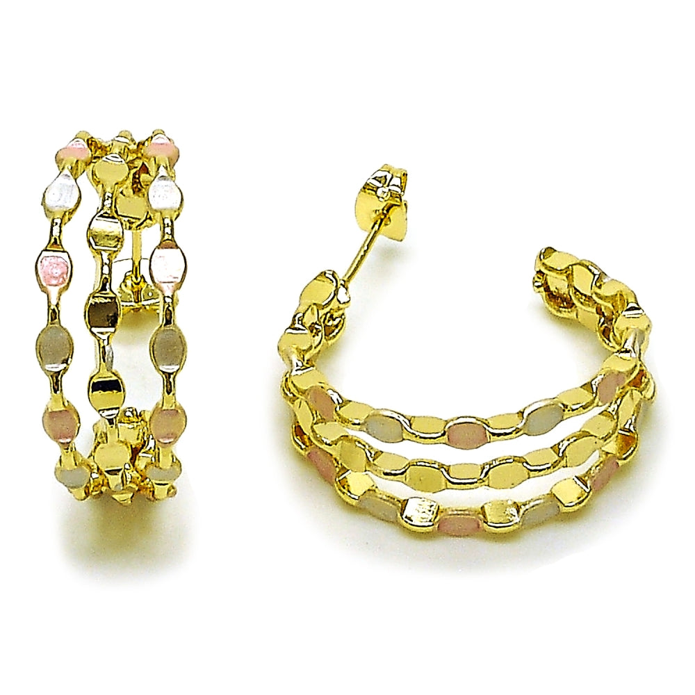 Oro Laminado Medium Hoop, Gold Filled Style Polished, Tricolor
