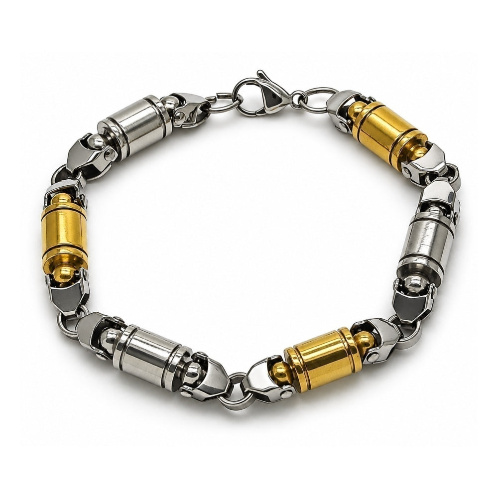 Stainless Steel Solid Bracelet, Polished, Two Tone
