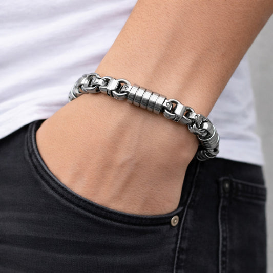 Stainless Steel Solid Bracelet, Polished, Steel Finish