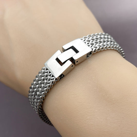 Stainless Steel Solid Bracelet, Polished, Steel Finish