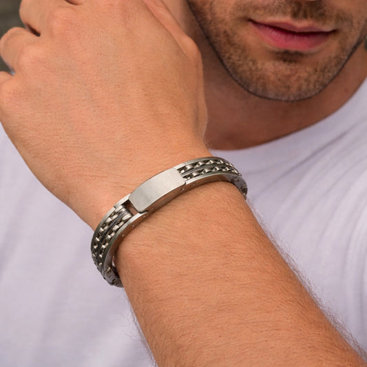 Stainless Steel Solid Bracelet, Polished, Steel Finish